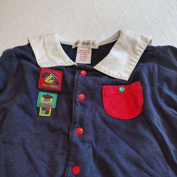 Vtg Rainbow Tag Gymboree Boys One Piece Primary Colors Striped Multi Nautical XS - Picture 4 of 7